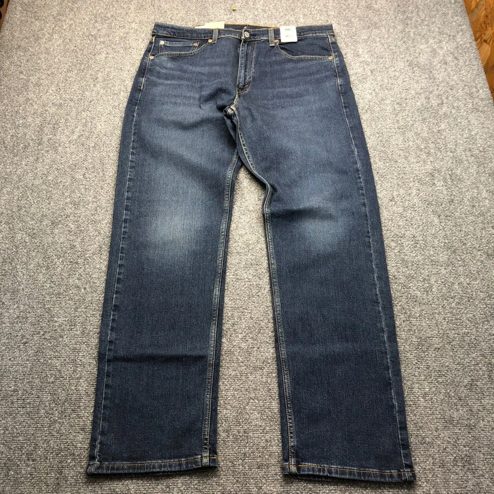 Levis 505 Regular Fit Straight Leg Stretch Jeans Dark Wash 36x32